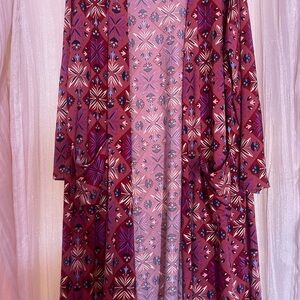 Geometric Patterned Pink and Purple duster cardigan